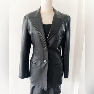 Vintage Andasimo Genuine Black Leather Blazer – Size 6